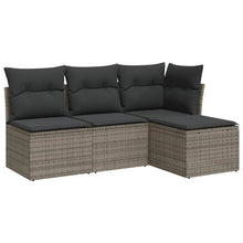 4-Delige Loungeset Met Kussens Poly Rattan Grijs