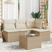 Loungeset 5-delig poly rattan beige
