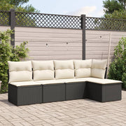 Loungeset 5-delig poly rattan zwart