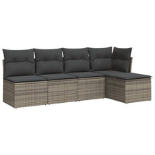 5-Delige Loungeset Met Kussens Poly Rattan Grijs