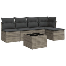 6-Delige Loungeset Met Kussens Poly Rattan Grijs