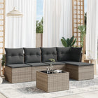 6-piece Lounge Set with Cushions Poly Rattan Grey