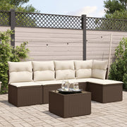 Loungeset poly rattan bruin 6-delig