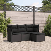 Loungeset poly rattan 4-delig zwart