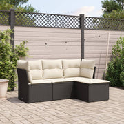 Loungeset 4-delig poly rattan zwart