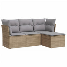 4-Delige Loungeset Met Kussens Poly Rattan Beige