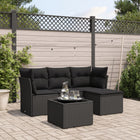5-Piece Loungeset with Cushions Poly Rattan Black