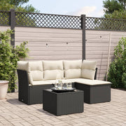 Loungeset poly rattan zwart 5-delig