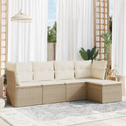 Loungeset 5-delig poly rattan beige