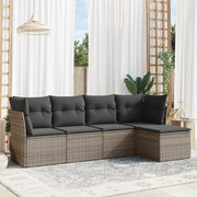 Loungeset 5-delig poly rattan grijs