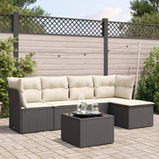 6-piece Lounge Set with cushions poly rattan black