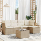 6-piece Lounge Set with cushions poly rattan beige