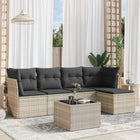 Loungeset 6-delig poly rattan lichtgrijs