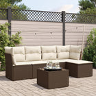 6-piece Lounge Set with Cushions Poly Rattan Brown