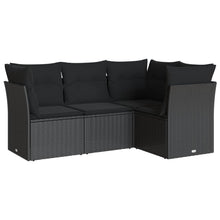 4-Delige Loungeset Met Kussens Poly Rattan Zwart