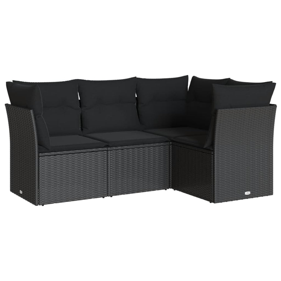 4-Delige Loungeset Met Kussens Poly Rattan Zwart