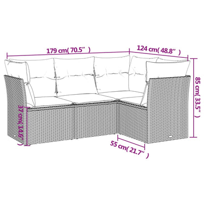 4-Delige Loungeset Met Kussens Poly Rattan Zwart