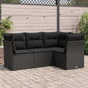 Loungeset 4-delig poly rattan zwart