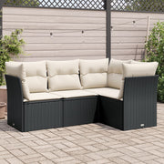 Loungeset poly rattan 4-delig zwart