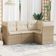 Loungeset 4-delig poly rattan beige