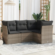 Loungeset 4-delig poly rattan grijs