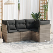 Loungeset 4-delig poly rattan lichtgrijs