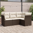 4-delige Loungeset met kussens poly rattan bruin 1 Bruin en crème