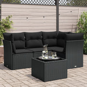Loungeset 5-delig poly rattan zwart