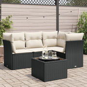 Loungeset poly rattan 5-delig zwart