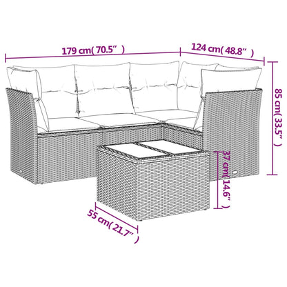 5-Delige Loungeset Met Kussens Poly Rattan Beige