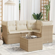 Loungeset 5-delig poly rattan beige