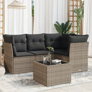 Loungeset 5-delig poly rattan grijs