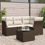Loungeset poly rattan bruin 5-delig