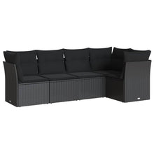 5-Delige Loungeset Met Kussens Poly Rattan Zwart