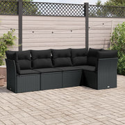 Loungeset 5-delig poly rattan zwart