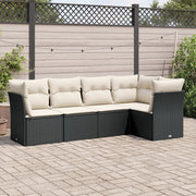 Loungeset 5-delig poly rattan zwart