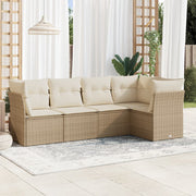 Loungeset 5-delig poly rattan beige