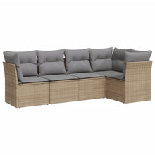 5-Delige Loungeset Met Kussens Poly Rattan Beige