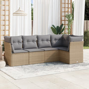 Loungeset 5-delig poly rattan beige