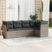 Loungeset 5-delig poly rattan lichtgrijs