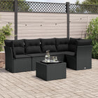6-piece Lounge Set with cushions poly rattan black