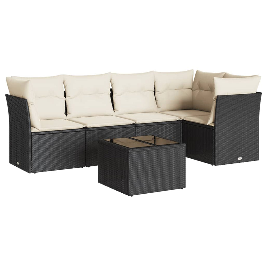 6-Delige Loungeset Met Kussens Poly Rattan Zwart