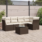 6-piece Lounge Set with Cushions Poly Rattan Brown