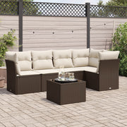Loungeset 6-delig poly rattan bruin