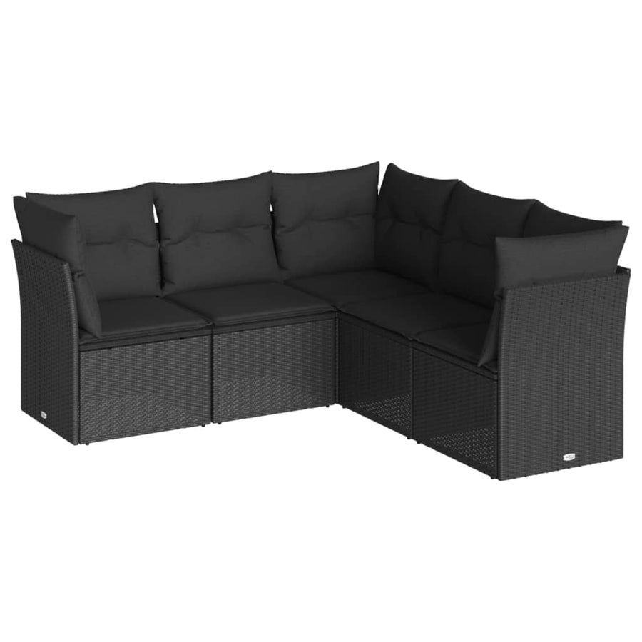 5-Delige Loungeset Met Kussens Poly Rattan Zwart
