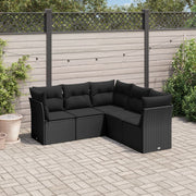 Loungeset poly rattan 5-delig zwart
