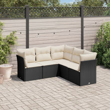 5-Delige Loungeset Met Kussens Poly Rattan Zwart