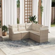 Loungeset 5-delig poly rattan beige