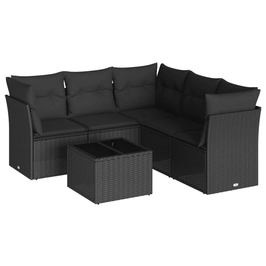 6-Delige Loungeset Met Kussens Poly Rattan Zwart