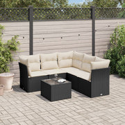 6-piece Lounge Set with cushions poly rattan black